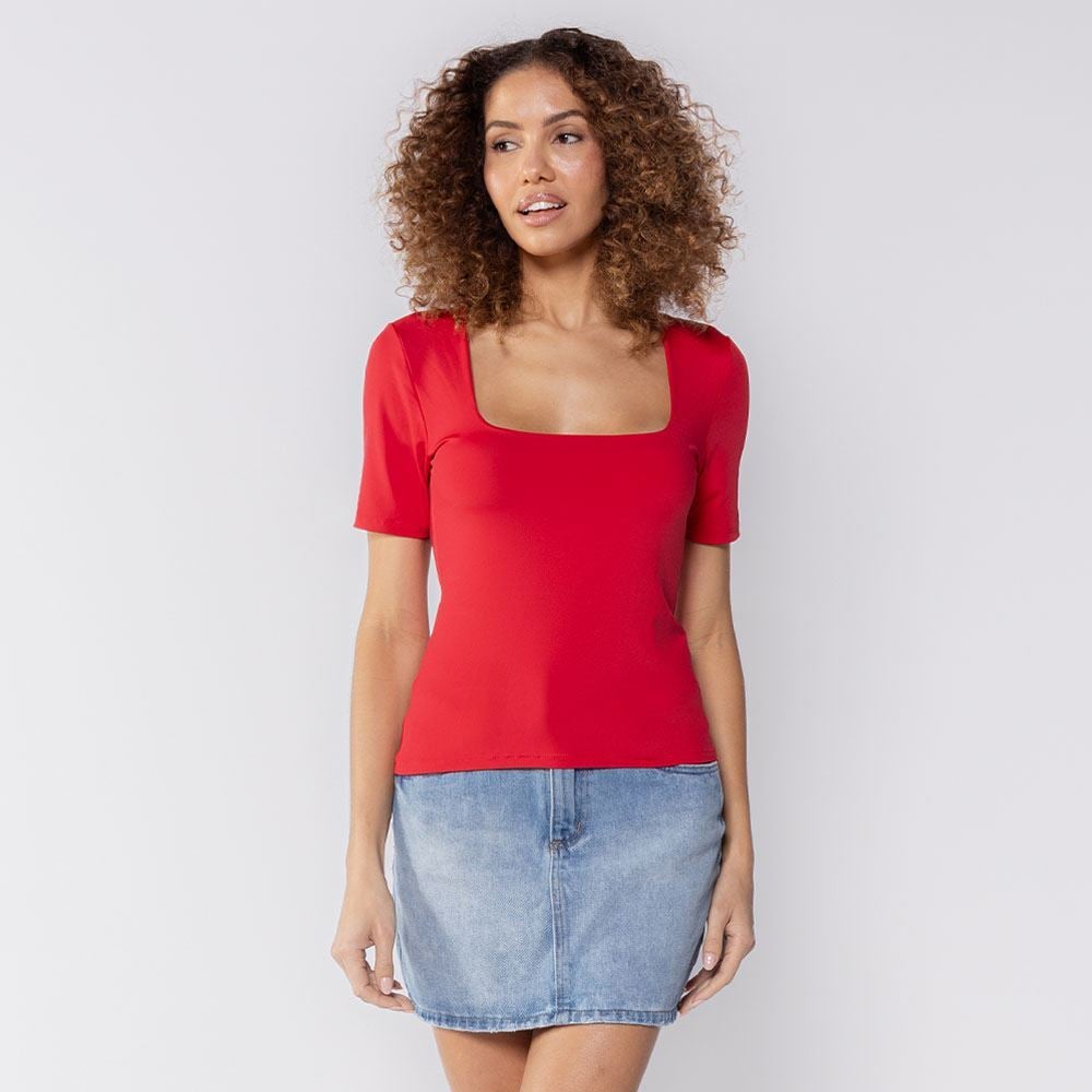 Blusa Feminina Em Poliamida Patricia Foster Vermelho