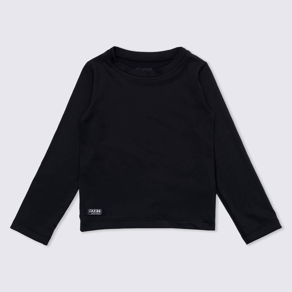 Camiseta 1 a 3 anos Térmica Gola Redonda Fakini Preto