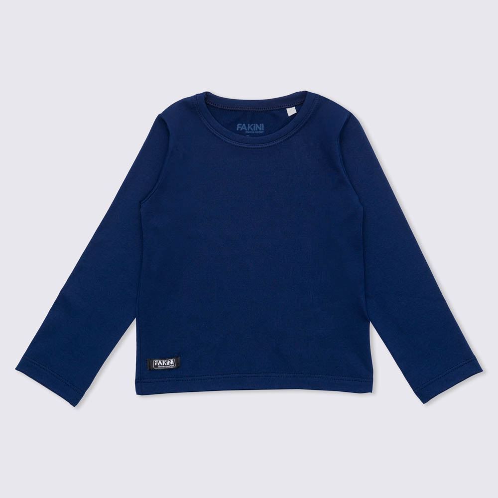 Camiseta 1 a 3 anos Térmica Gola Redonda Fakini Marinho