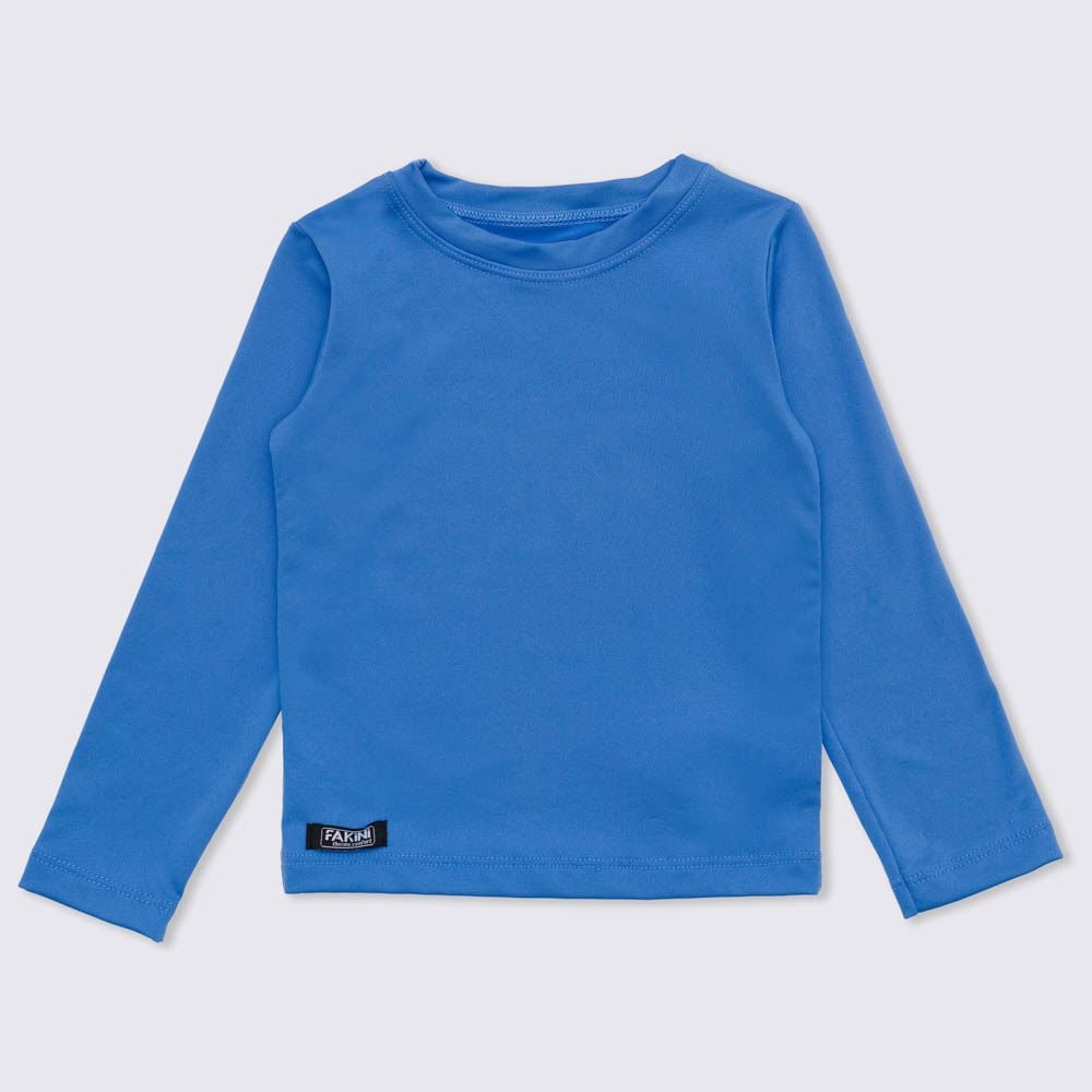 Camiseta 1 a 3 anos Térmica Gola Redonda Fakini Azul Claro