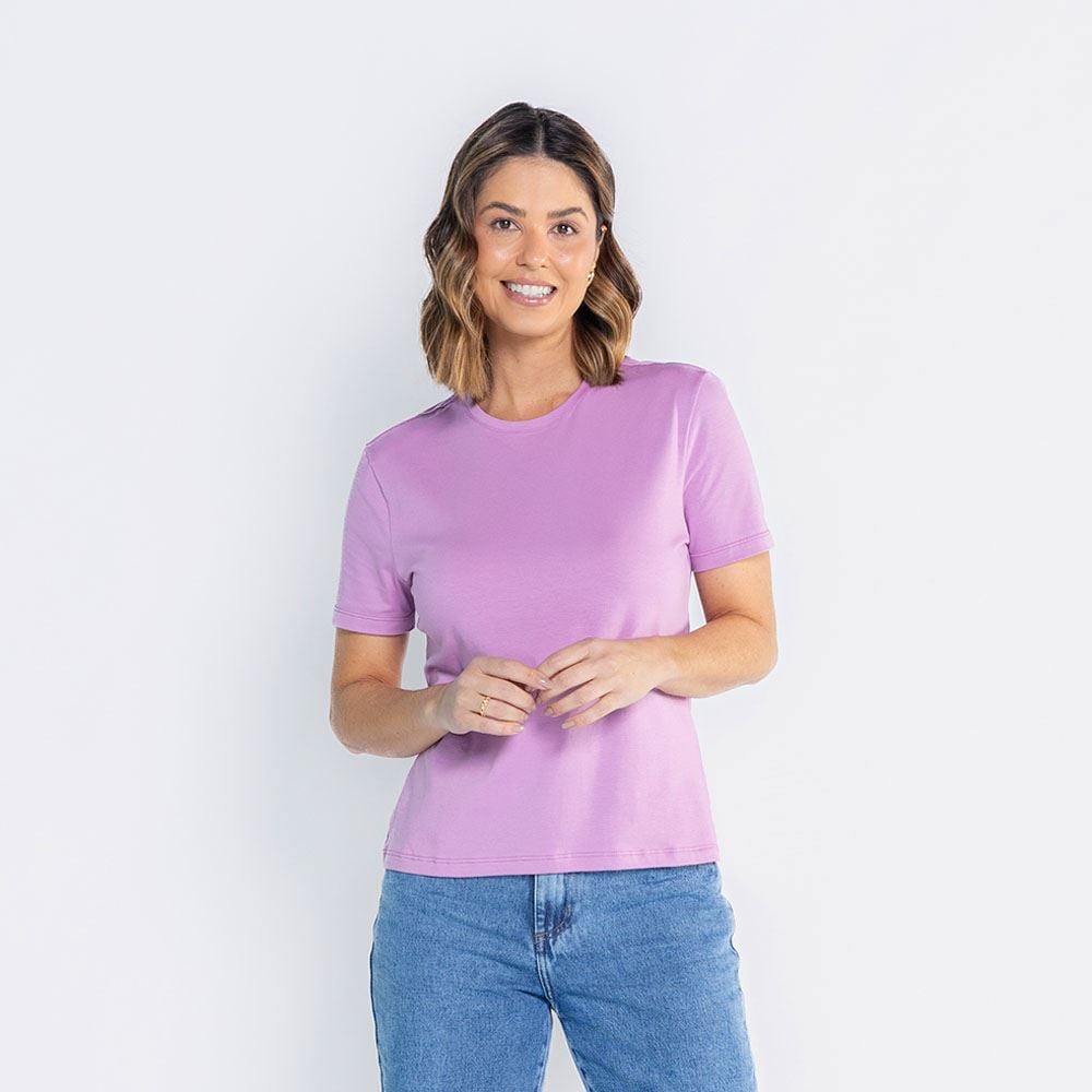 Camiseta Pima Feminina Básica Patricia Foster Orquidea