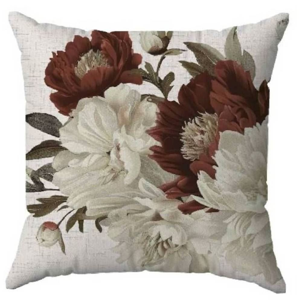 Capa de Almofada Veludo 43X43 cm Estampada Havan Casa - Floral Bordo