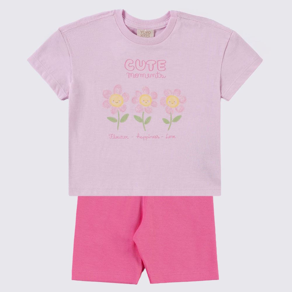 Conjunto Infantil Menina 1 a 3 Anos Yoyo Kids Confete/Chiclete