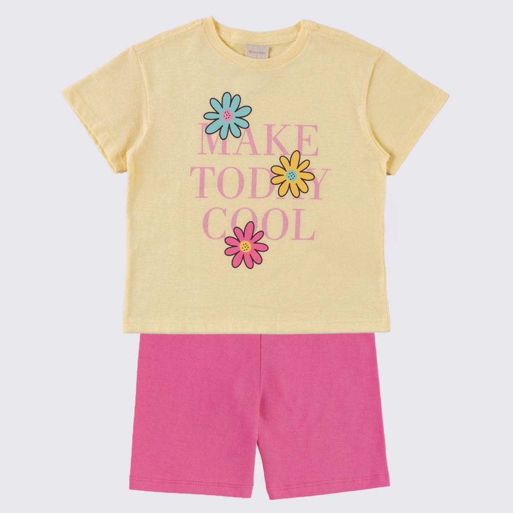 Conjunto Infantil Menina 4 a 10 Anos Marmelada Amarelo Banana/Chiclete