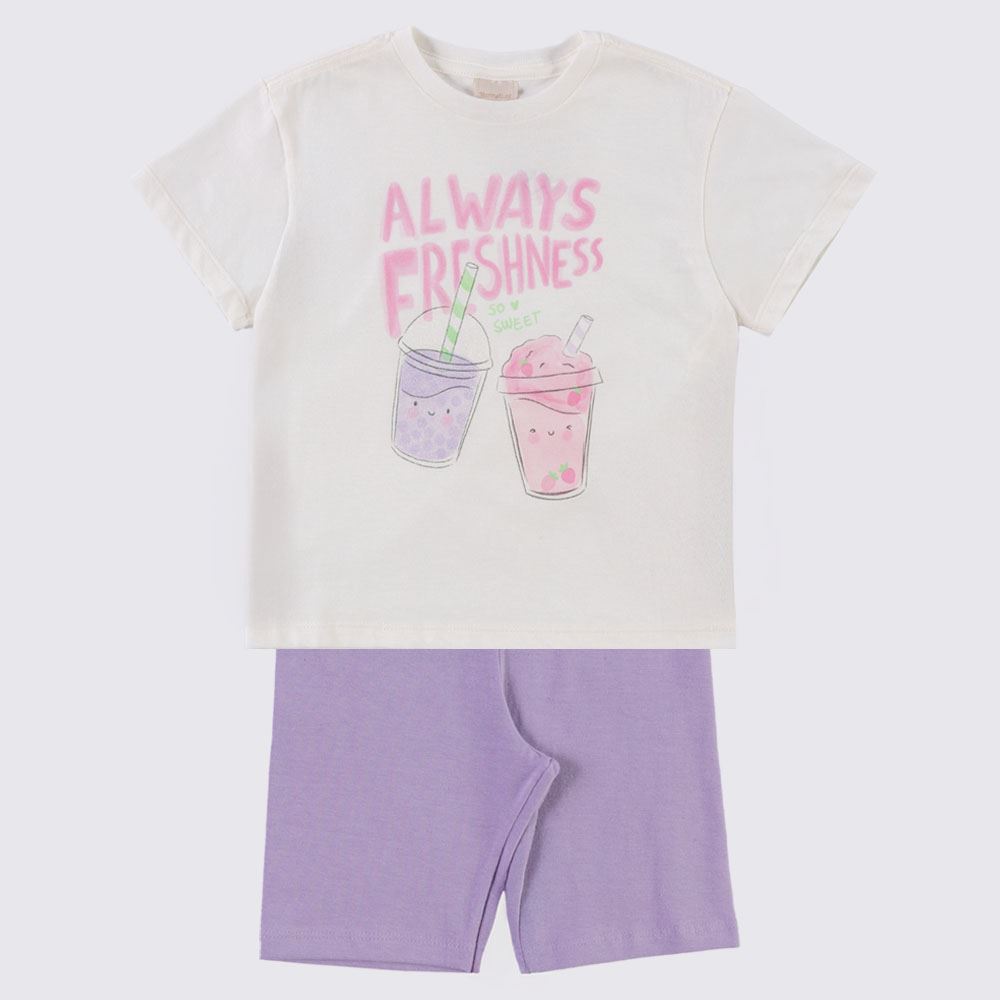 Conjunto Infantil Menina 4 a 10 Anos Marmelada Cream/Iris