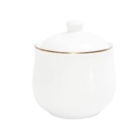 Acucareiro De Porcelana Royal Branco Com Borda Dourada 300Ml