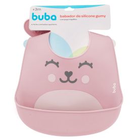 Babador De Silicone Com Pega Migalhas Gumy - Rosa