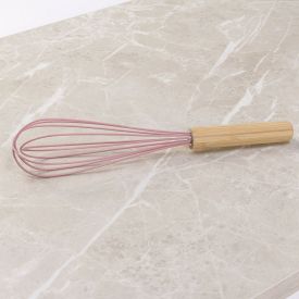 Batedor Fouet de Silicone com Cabo de Bambu Havan Casa - Rosa