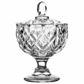 Bomboniere Com Pé E Tampa L'hermitage 24Cm - Vidro