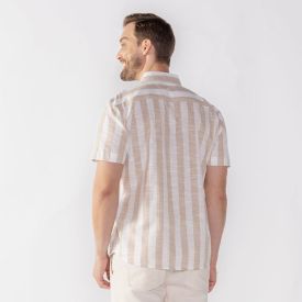 Camisa Masculina De Bot&atilde;o Algod&atilde;o Thing Kaki E Off White