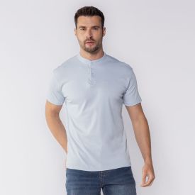 Camisa Polo Masculina De Algod&atilde;o Dixie Azul Claro