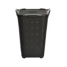 Cesto Com Tampa Basculada Multiuso Rattan Arqplast 50 Litros - Preto