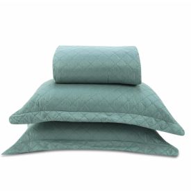 Kit Colcha Casal 100% Poliéster Lisa Versalhes Havan Casa 3 Peças - Verde
