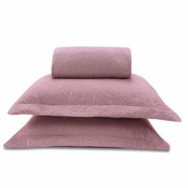 Kit Colcha Casal 100% Poliéster Lisa Versalhes Havan Casa 3 Peças - Rosa Velho