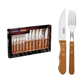 Jogo Talheres Tramontina Para Churrasco Jumbo Inox Com 12 Peças - Madeira