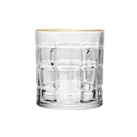 Copo De Whisky Com Filete Dourado Square Lyor - 330ml