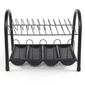 Escorredor Duplo Com Bandeja De Talheres Arthi - Preto