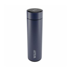 Garrafa Inox Com Termômetro Led Wolf 500 Ml - Azul