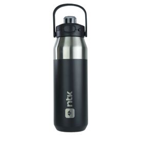 Garrafa Térmica Isomax 1 Litro Aço Inoxidável Nautika - Preto e Prata