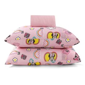 Jogo De Cama Casal Estampado Malha Disney 3 P&ccedil;s - Minnie Smile