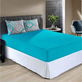 Jogo de Cama Casal Malha 100% Algod&atilde;o Solecasa 3 p&ccedil;s - Lisboa Turquesa