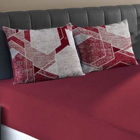Jogo de Cama Casal Malha 100% Algod&atilde;o Solecasa 3 p&ccedil;s - Rubi Vermelho
