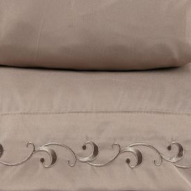 Jogo de Cama King com Bordado Imperial Havan Casa 4 pçs - Bege