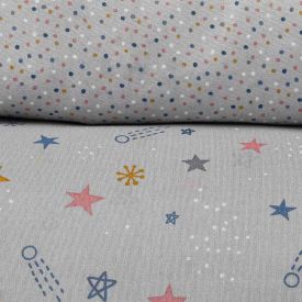  Jogo de Cama Solteiro 150 Fios Havan Kids 3 p&ccedil;s - Aster Star Cinza