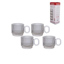 Jogo De Canecas Vidro 170Ml Graffiato Hauskraft - 4 Peças