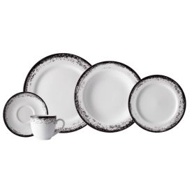 Jogo De Jantar N&eacute;voa Preto Schmidt 30 Pe&ccedil;as - Porcelana