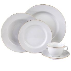 Jogo de Jantar Porcelana com Filete de Ouro Imperial Havan Casa - 20 Pe&ccedil;as