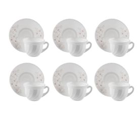 Jogo de Xícaras com Pires Opaline Safira 190Ml Havan Casa 12 pçs - Branco