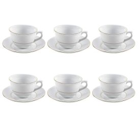 Jogo de Xícaras com Pires Porcelana Royal Havan Casa 12 Peças - 220ml