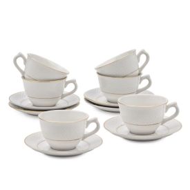 Jogo de Xícaras com Pires Porcelana Royal Havan Casa 12 Peças - 220ml