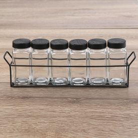 Jogo Porta Condimentos Com Suporte 85Ml Havan Casa - 6 Peças