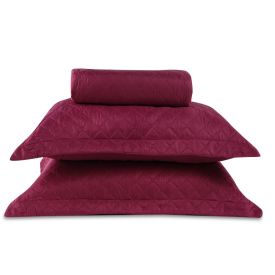 Kit Colcha Casal 100% Poli&eacute;ster Lisa Versalhes Havan Casa 3 Pe&ccedil;as - Rosa Malva