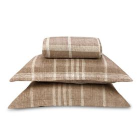 Kit Colcha Casal Estampada Versalhes Havan Casa 3 Pe&ccedil;as - Xadrez Bege