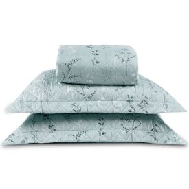 Kit Colcha Casal Estampada Versalhes Havan Casa 3 Pe&ccedil;as - Folhagens Verde