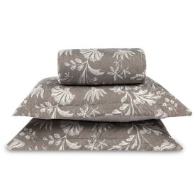 Kit Colcha Casal Versalhes Estampada Havan Casa 3 Pe&ccedil;as - Floral Taupe