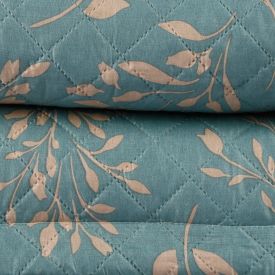 Kit Colcha Casal Versalhes Estampada Havan Casa 3 Pe&ccedil;as - Folhagens Verde