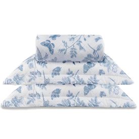 Kit Colcha Casal Versalhes Estampada Havan Casa 3 Pe&ccedil;as - Floral Azul