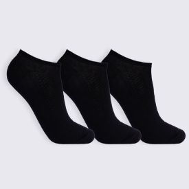 Kit Meia Juvenil 3 Pares Cano Invisível Hot Dog - Preto 34/38