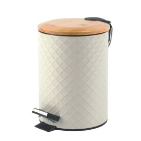 Lixeira Com Tampa De Bambu Havan Casa 5 Litros - Taupe