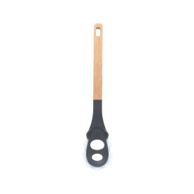 Pegador De Silicone Com Cabo De Madeira Havan Casa 34,5 Cm - Preto 