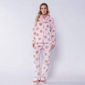 Pijama Feminino Americano Rainy Teddy Camila Moretti Rosa