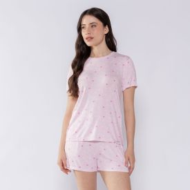 Pijama Feminino Curto Camila Moretti Rosa Claro