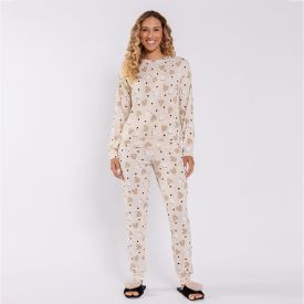 Pijama Feminino Longo em Malha Tricot Camila Moretti Gato
