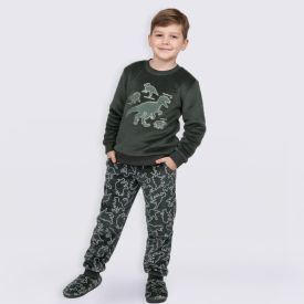 Pijama Infantil Menino 4 a 10 Anos Dino Hot Dog