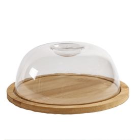 Queijeira Com Tampa Ecokitchen Mimo Style 19Cm - Bambu e Transparente