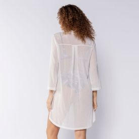 Sa&iacute;da De Praia Chemise Patricia Foster Branco